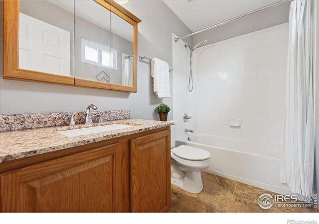 1114 Berwick Ct, Fort Collins, CO 80524 - full bathroom featuring shower / bath combination with curtain, vanity, and toilet