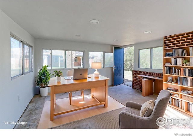 4580 Balsam St, Wheat Ridge, CO 80033 - office area featuring plenty of natural light, wood finished floors, and recessed lighting