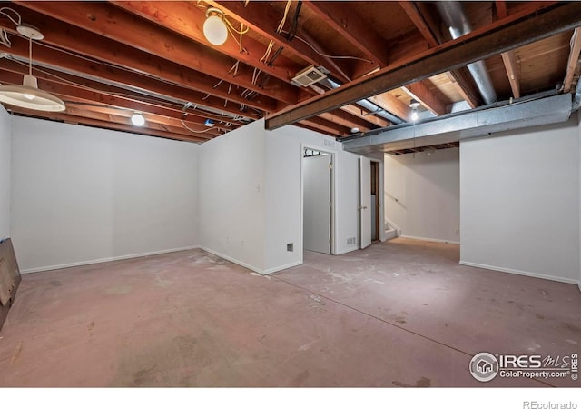 below grade area with baseboards
