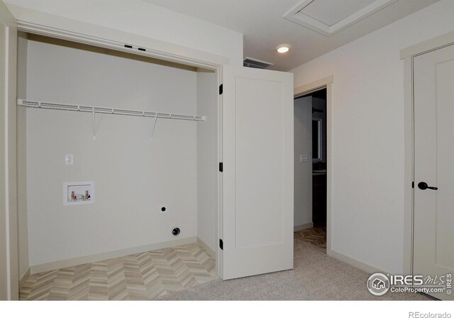 1039 Spartan Ave, Berthoud, CO 80513 - washroom with recessed lighting, laundry area, visible vents, hookup for an electric dryer, and hookup for a washing machine