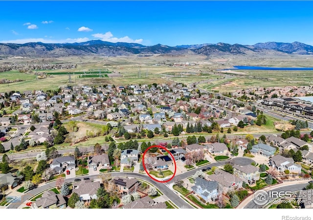 bird's eye view with a residential view and a mountain view
