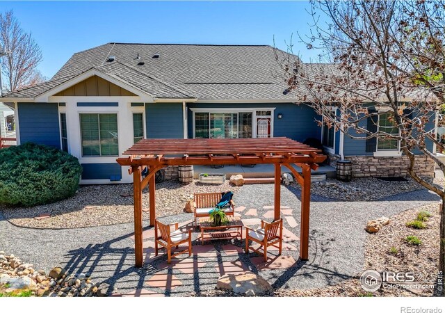 exterior space featuring a pergola