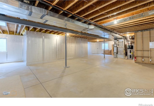 basement with heating unit