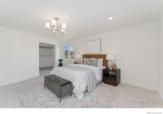 7102 S Harrison Ct, Centennial, CO 80122 - carpeted bedroom featuring a chandelier, baseboards, and recessed lighting