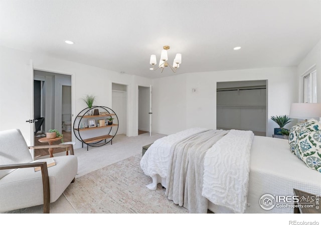 7102 S Harrison Ct, Centennial, CO 80122 - bedroom featuring a chandelier, carpet, and recessed lighting