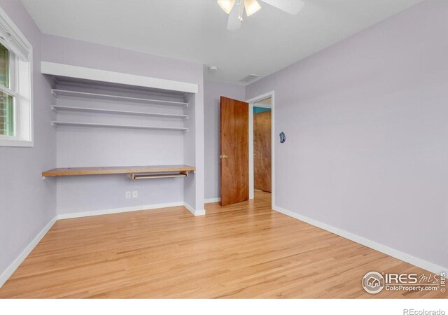 195 S 35th St, Boulder, CO 80305 - interior space featuring a ceiling fan, visible vents, wood finished floors, and baseboards
