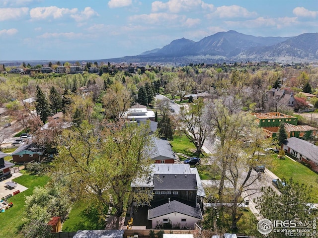 aerial view with a residential view and a mountain view