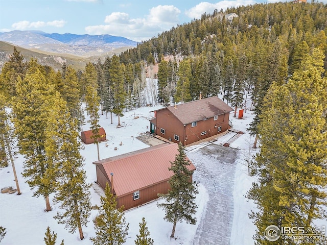 10649 Christopher Dr, Conifer, CO 80433 - aerial view featuring a mountain view and a wooded view