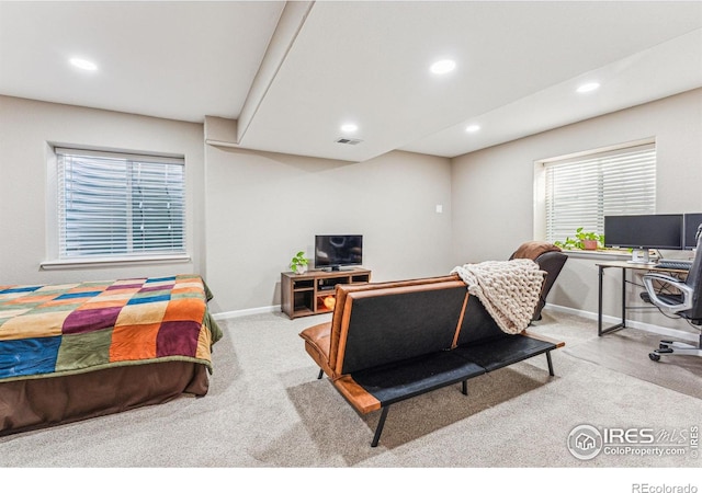 4774 Coker Ave, Castle Rock, CO 80104 - carpeted bedroom with recessed lighting, a desk, and baseboards