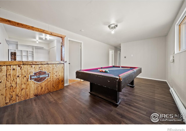 17492 County Road 29, Brush, CO 80723 - recreation room featuring baseboard heating, billiards, and wood finished floors