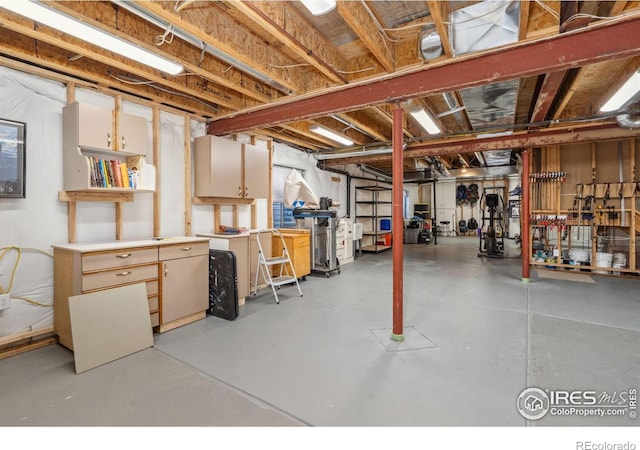 view of unfinished basement