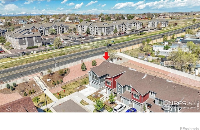 drone / aerial view with a residential view