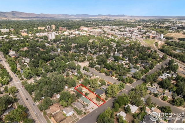bird's eye view with a mountain view