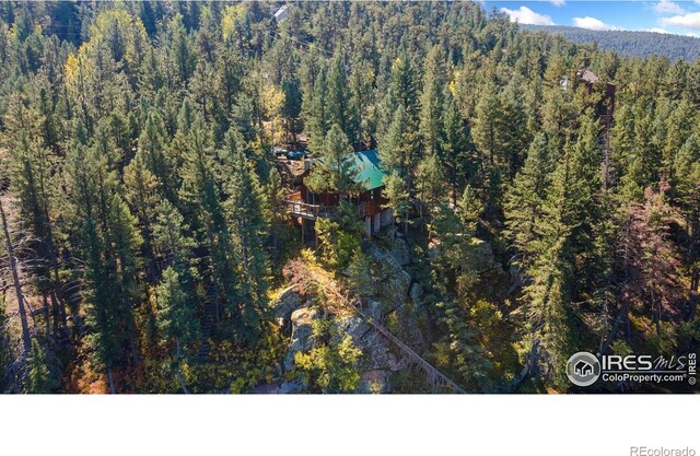 741 Hickory Dr, Lyons, CO 80540 - birds eye view of property featuring a wooded view