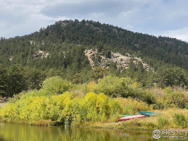 741 Hickory Dr, Lyons, CO 80540 - birds eye view of property with a view of trees and a water view