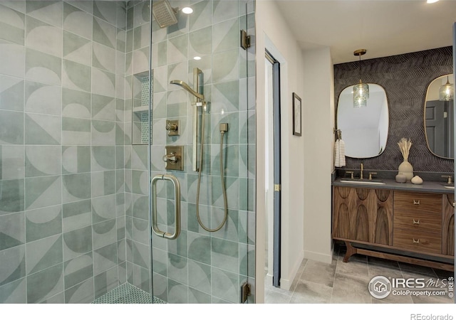 1048 Westview Dr, Boulder, CO 80303 - bathroom with vanity, baseboards, and a shower stall
