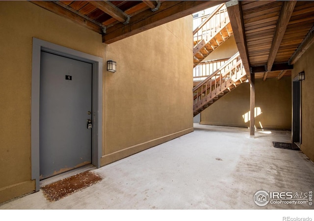 entrance to property with a patio area