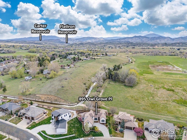 895 Owl Grove Pl, Loveland, CO 80537 - birds eye view of property with a residential view and a mountain view