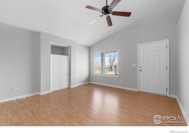 20336 Willowbend Ln, Parker, CO 80138 - spare room with ceiling fan, light wood-style floors, and high vaulted ceiling