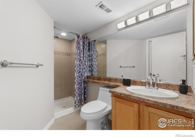 20336 Willowbend Ln, Parker, CO 80138 - full bath with tile patterned flooring, vanity, and a shower stall
