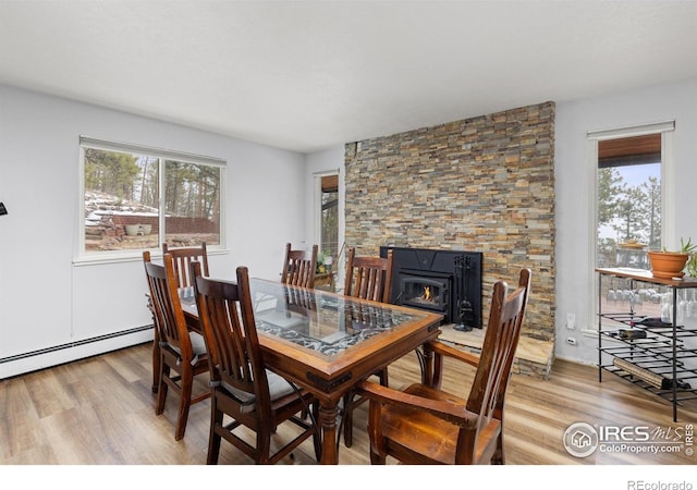74 Sky Trail Rd, Boulder, CO 80302 - dining room with light wood-style flooring and baseboard heating