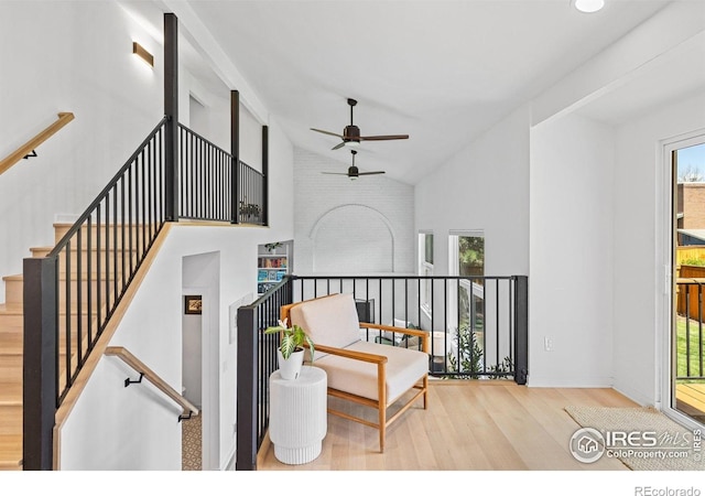 586 Aztec Dr, Boulder, CO 80303 - interior space featuring plenty of natural light, a ceiling fan, high vaulted ceiling, and wood finished floors