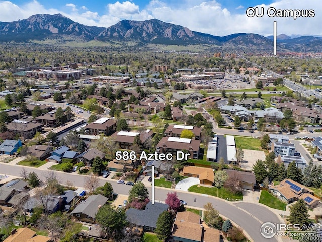 586 Aztec Dr, Boulder, CO 80303 - aerial view with a residential view and a mountain view