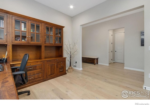 3351 Heron Lakes Pkwy, Berthoud, CO 80513 - office featuring recessed lighting, light wood-type flooring, and baseboards