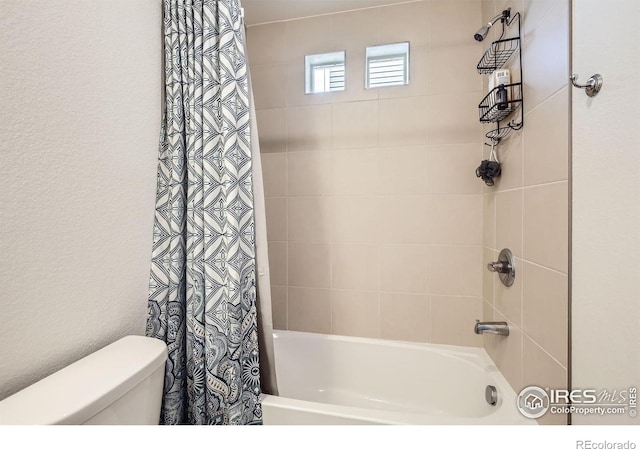 3506 Valleywood Ct, Johnstown, CO 80534 - bathroom featuring toilet and shower / bath combination with curtain