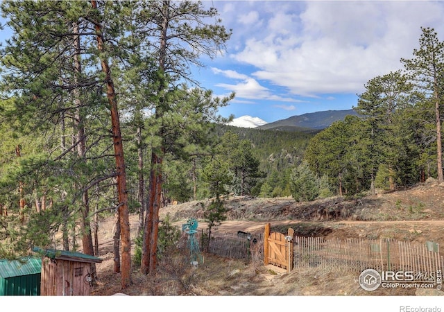 147 Cedar Dr, Lyons, CO 80540 - mountain view featuring a heavily wooded area