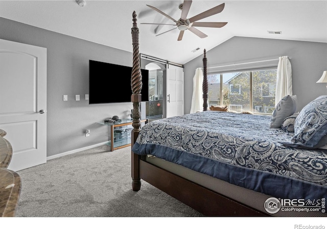 338 Mt Wilson St, Brighton, CO 80601 - carpeted bedroom with vaulted ceiling and ceiling fan