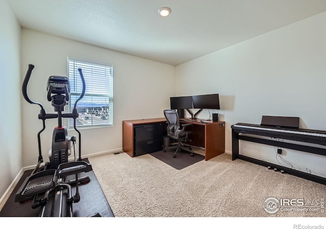 office with carpet floors and baseboards