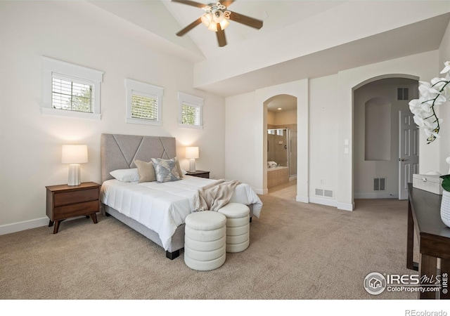3122 Notabon Ct, Lafayette, CO 80026 - bedroom featuring visible vents, arched walkways, multiple windows, and light colored carpet