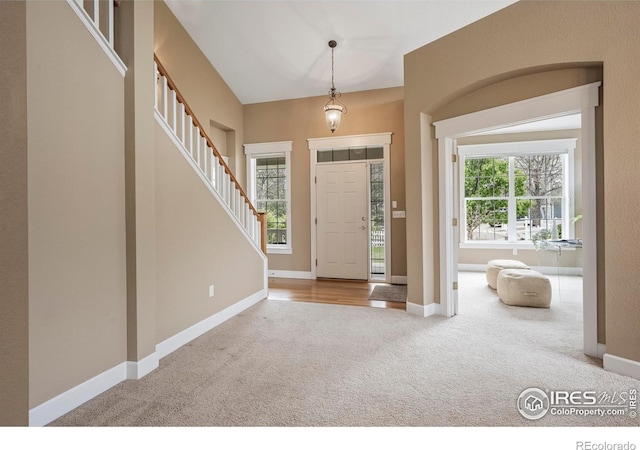 3122 Notabon Ct, Lafayette, CO 80026 - foyer with stairway, baseboards, and carpet
