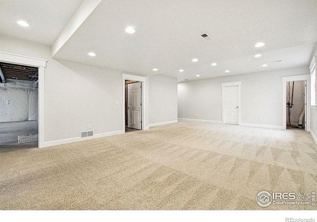 3122 Notabon Ct, Lafayette, CO 80026 - finished basement with carpet floors, baseboards, recessed lighting, and visible vents