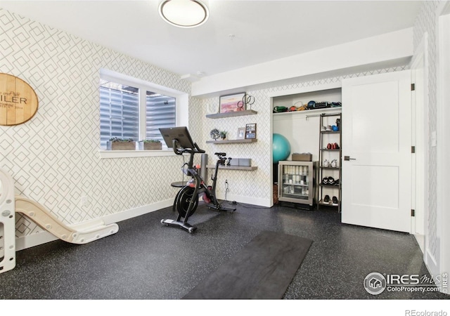 267 Clementina St, Louisville, CO 80027 - exercise room featuring wallpapered walls and baseboards