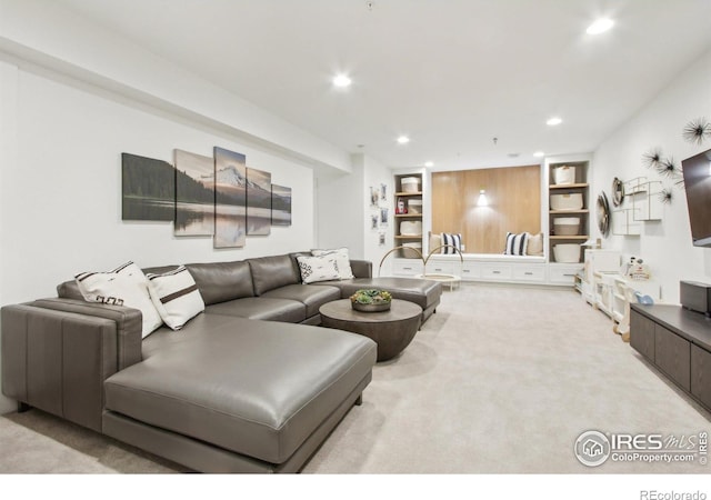 267 Clementina St, Louisville, CO 80027 - living area featuring carpet floors, recessed lighting, and built in shelves