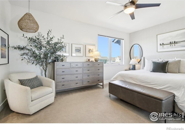 267 Clementina St, Louisville, CO 80027 - bedroom with light colored carpet, ceiling fan, and baseboards