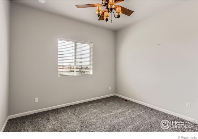 6021 Sandstone Cir, Erie, CO 80516 - empty room with ceiling fan, baseboards, and carpet flooring