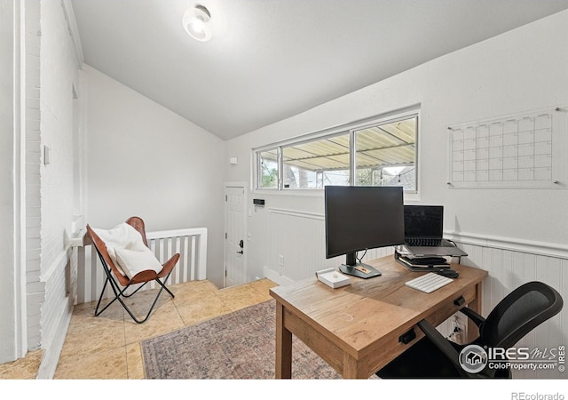 3059 N York St, Denver, CO 80205 - office space featuring vaulted ceiling and a wainscoted wall