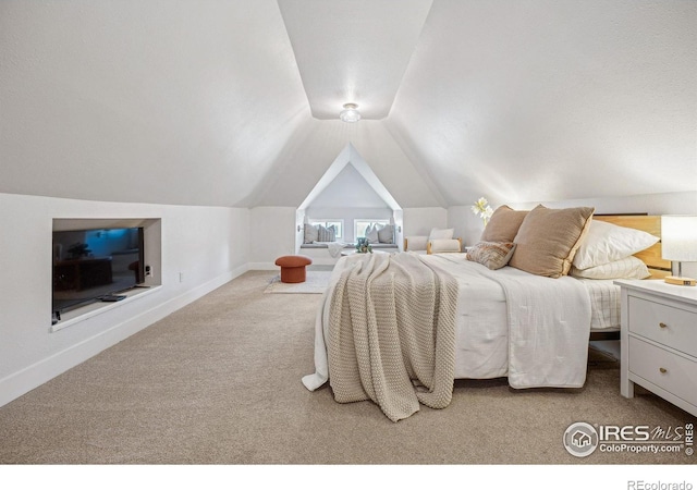 3059 N York St, Denver, CO 80205 - bedroom with carpet floors, baseboards, and lofted ceiling