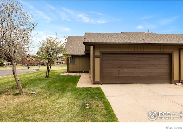 1906 Waters Edge St Unit F, Fort Collins, CO 80526 - single story home featuring an attached garage, a front lawn, driveway, and roof with shingles