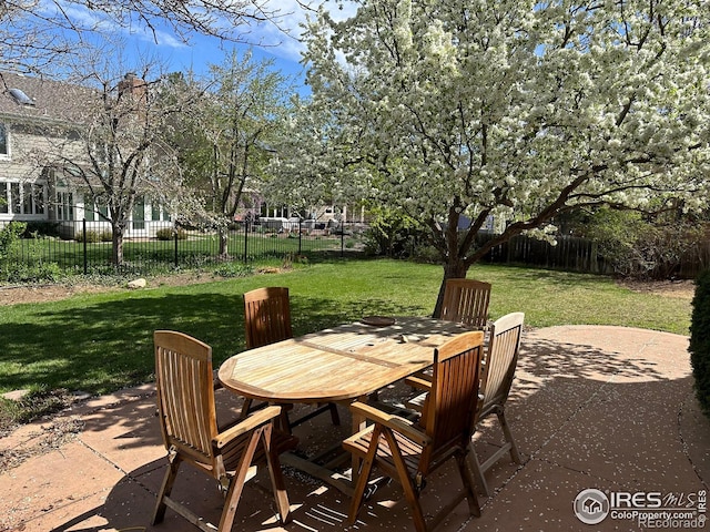 5285 Gallatin Pl, Boulder, CO 80303 - view of patio / terrace with a fenced backyard and outdoor dining area