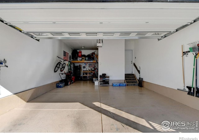garage featuring a workshop area