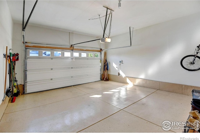 garage with a garage door opener