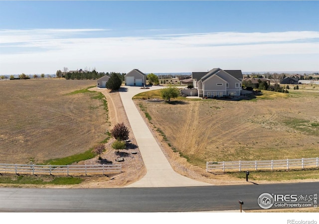 drone / aerial view featuring a rural view