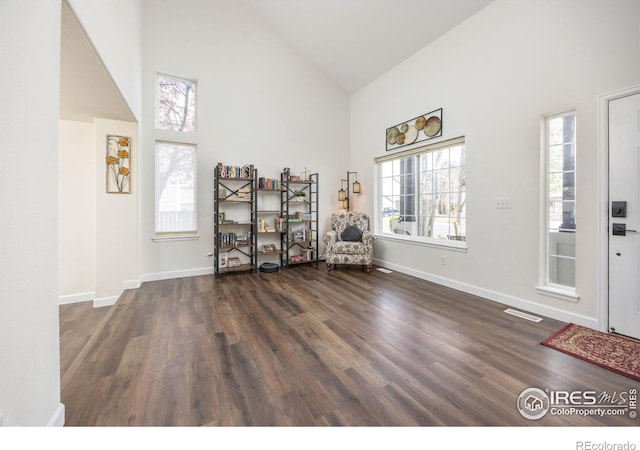 109 Whitney Ct, Windsor, CO 80550 - miscellaneous room featuring high vaulted ceiling, wood finished floors, and baseboards