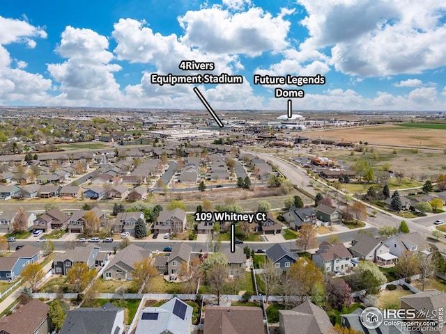 109 Whitney Ct, Windsor, CO 80550 - aerial overview of property's location featuring nearby suburban area