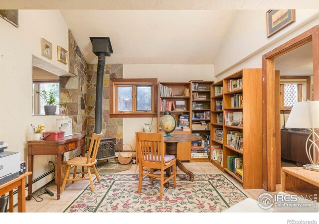 1800 Sumac Ave, Boulder, CO 80304 - home office with a wood stove