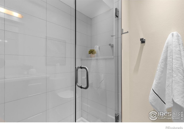 bathroom featuring a shower stall